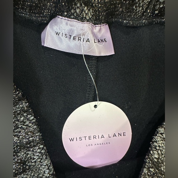 Wisteria Lane Python Bell Bottom Pants Size Large Black Silver Pull On - Picture 9 of 12